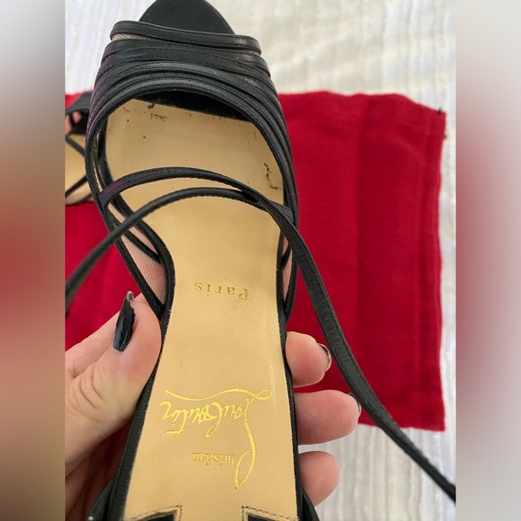 Christian Louboutin Black Filamenta 120 Open Toe Heels Size 38.5 - Picture 13 of 17